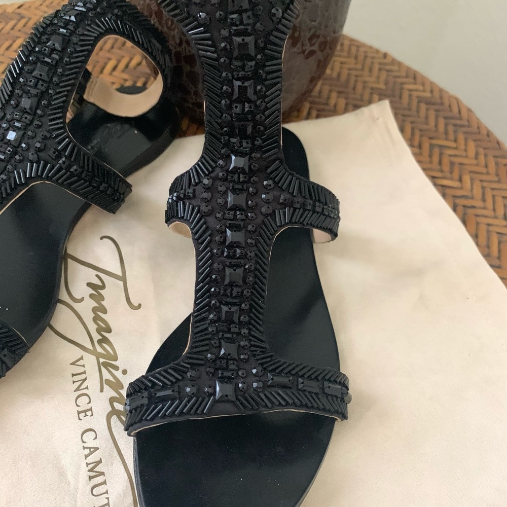 Black Vince Camuto Black beaded Gladiator Sandal - Picture 7 of 10